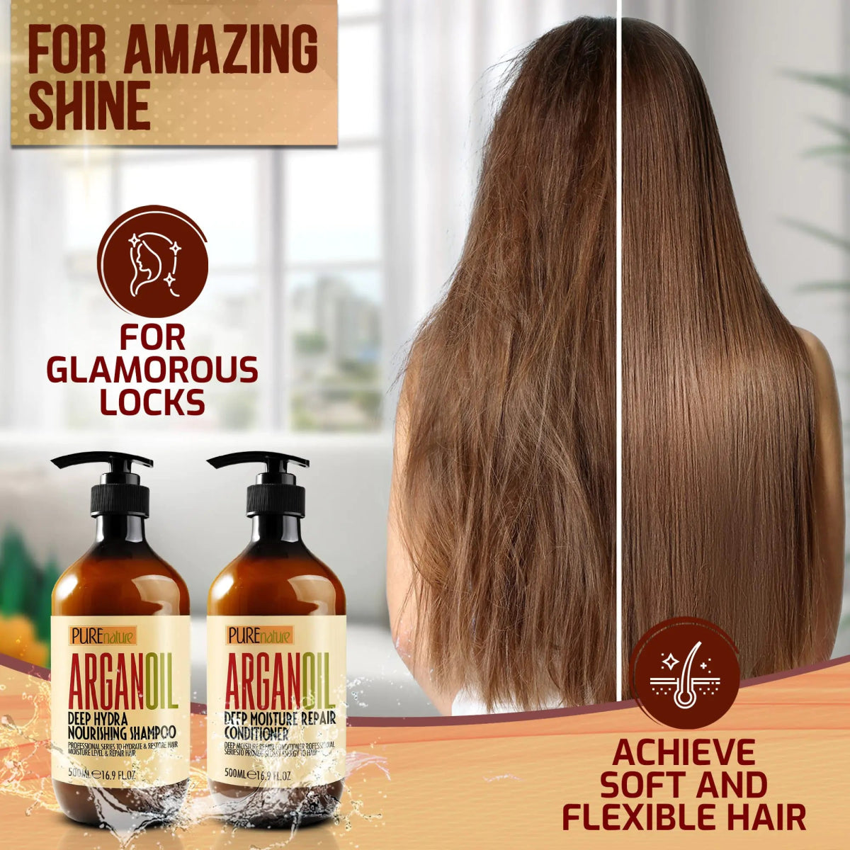 Argan Oil Shampoo and Conditioner Set. - Organic Beauty Solution