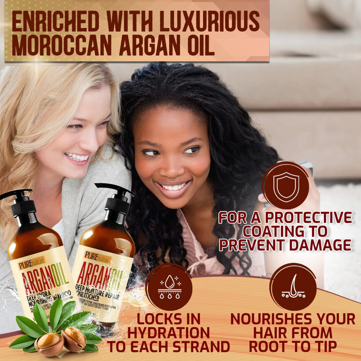 Argan Oil Shampoo and Conditioner Set. - Organic Beauty Solution