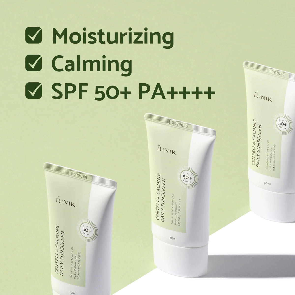 SPF 50+ PA++++ Matte & No White Cast Centella Asiatica Dry Oily Sensitive Vegan Korean Skincare