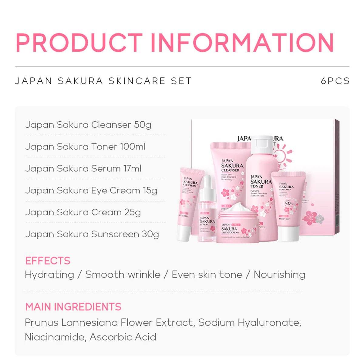 Japan Sakura Skincare Gift Set - Organic Beauty Solution - 